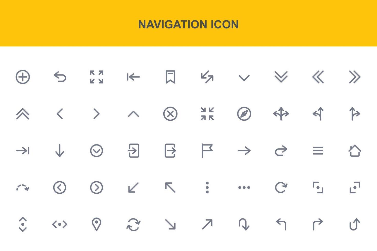 ensemble de symboles d'icônes de navigation de 50 signes vecteur