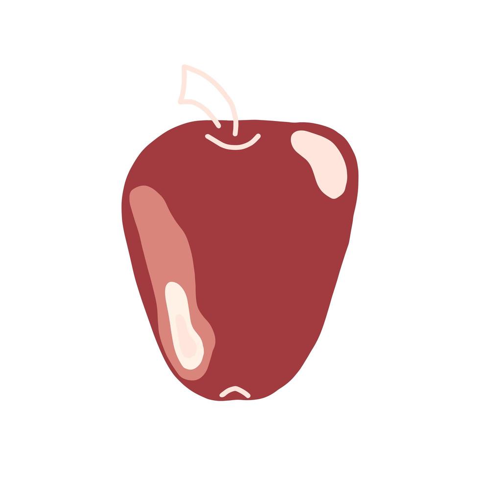 pomme de fruit boho simple. isolé sur fond blanc. illustration vectorielle de style plat. dessiné à la main vecteur