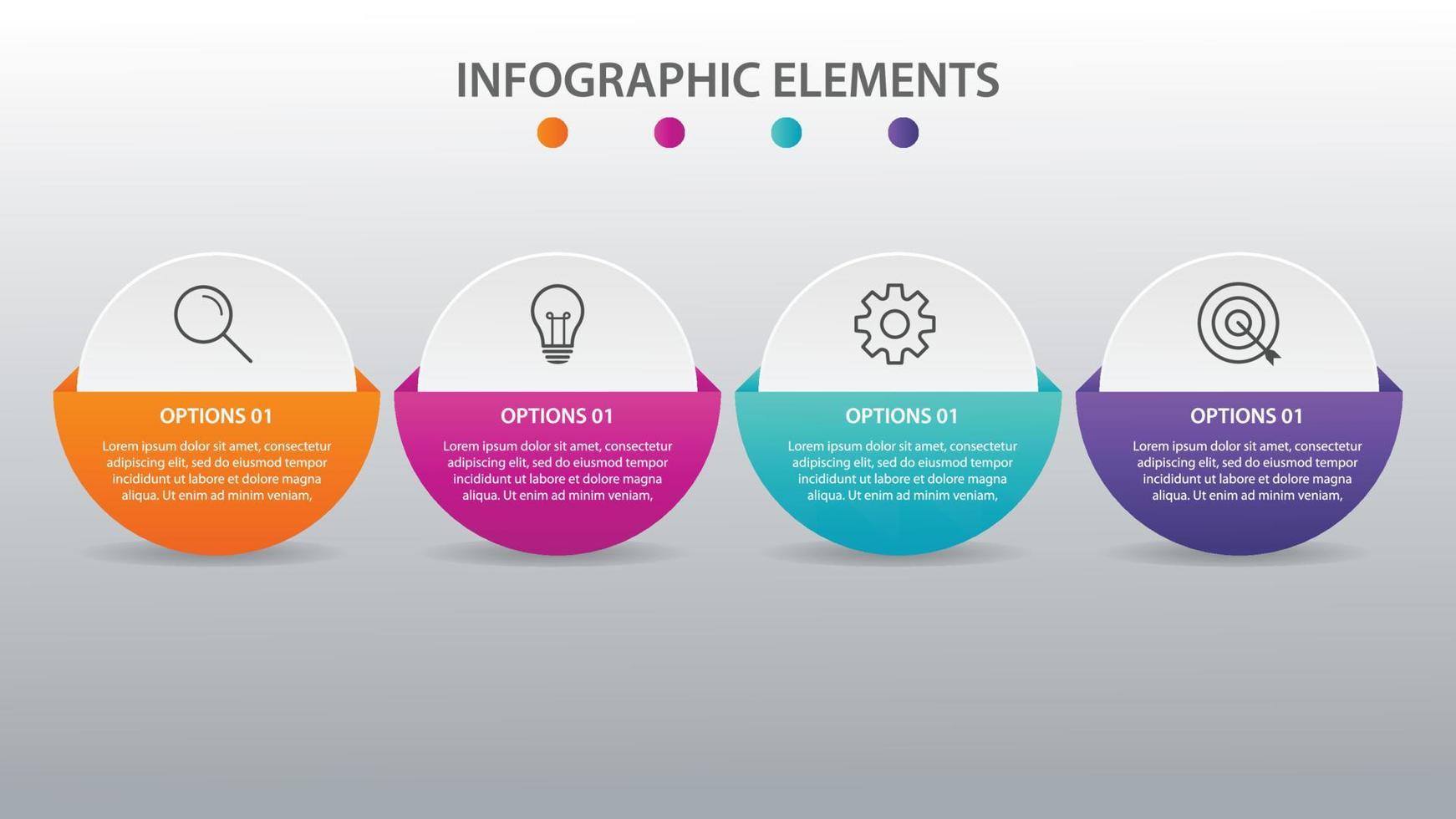 modèle d'infographie d'entreprise de présentation avec 4 options. illustration vectorielle. vecteur