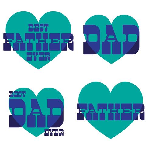 Graphiques de typographie mod fête des pères avec un cœur bleu vecteur