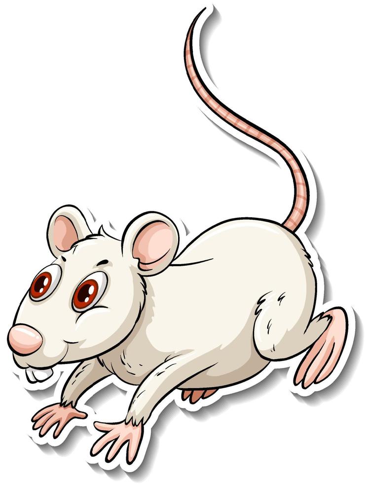 un autocollant de dessin animé d'animal de rat blanc vecteur