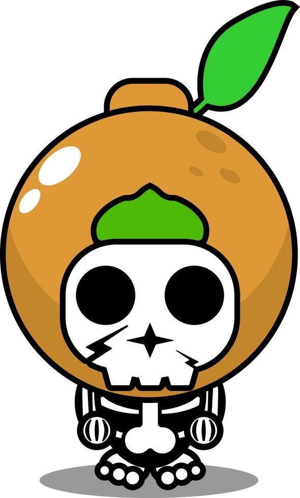 personnage de dessin animé mascotte costume personnage mignon longane crâne fruit vecteur