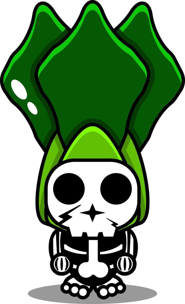 vecteur dessin animé personnage mascotte costume crâne humain légume mignon laitue