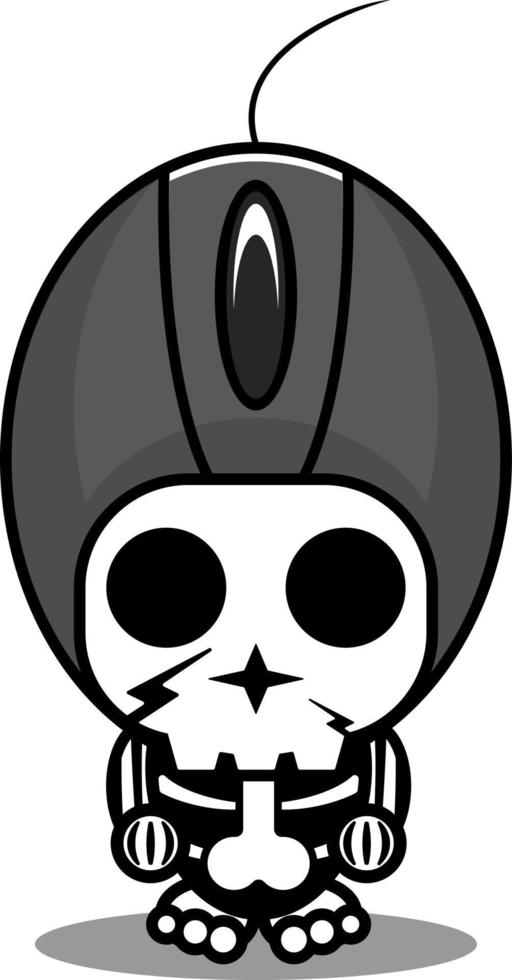 mignon ordinateur souris crâne humain mascotte costume personnage dessin animé vecteur