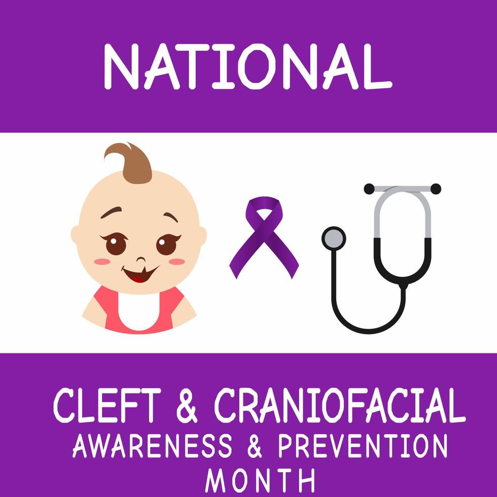 illustration vectorielle du mois national de sensibilisation et de prévention de la fente et du crâne craniofacial vecteur