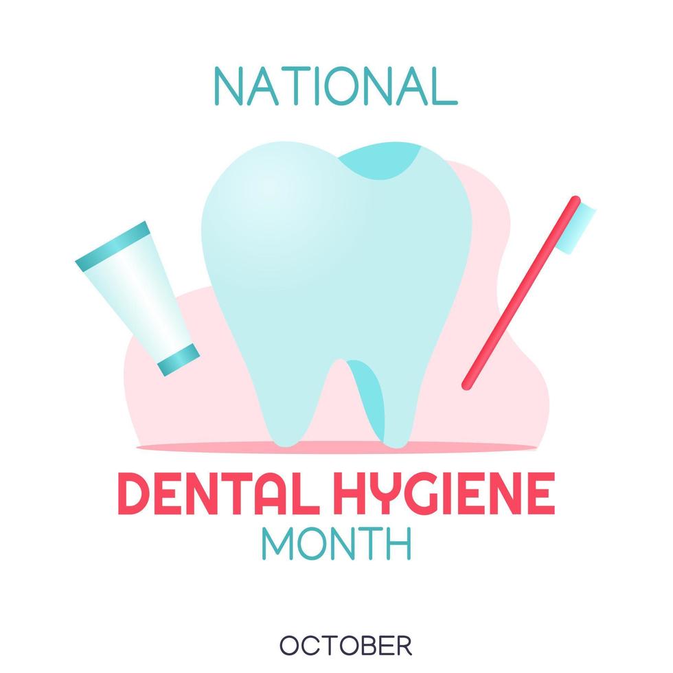 illustration vectorielle du mois national de l'hygiène dentaire vecteur