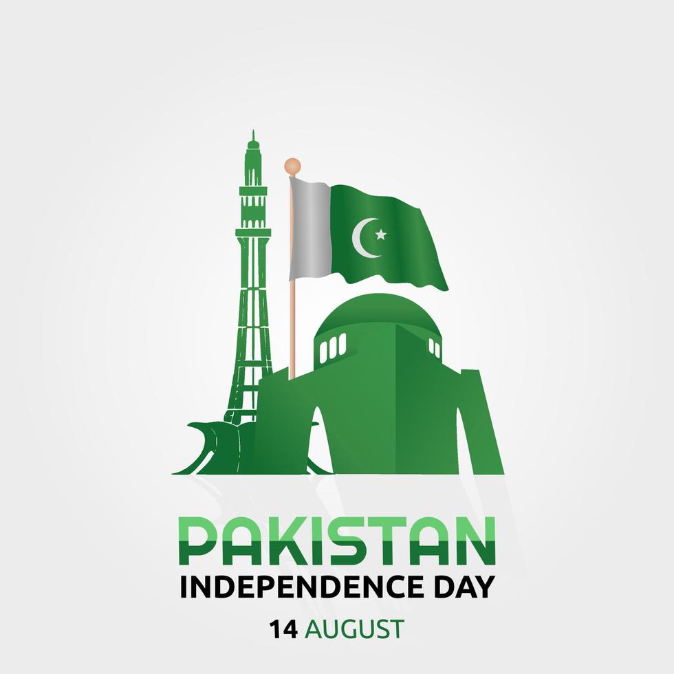 illustration vectorielle de la fête de l'indépendance du pakistan vecteur