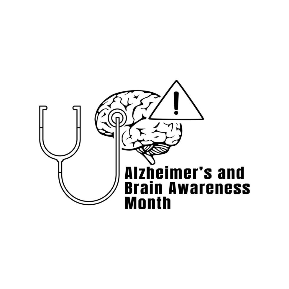 illustration vectorielle du mois de sensibilisation à la maladie d'alzheimer et au cerveau vecteur