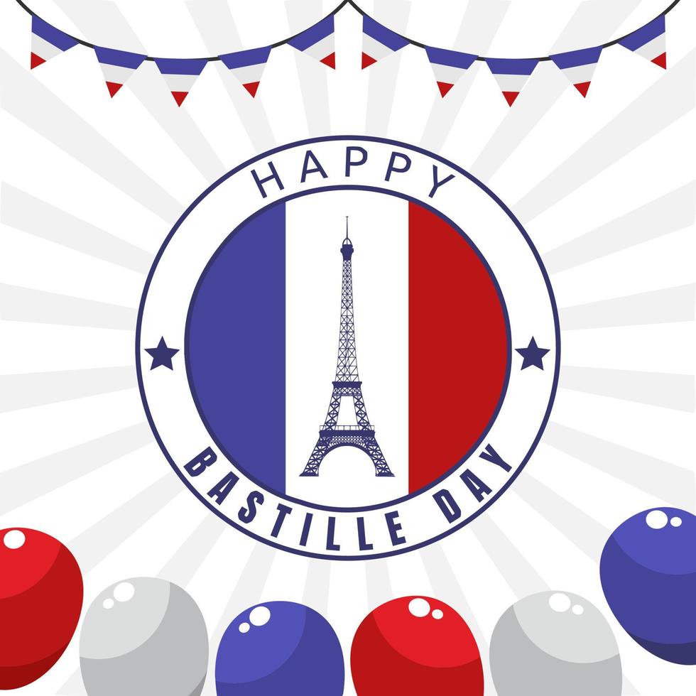 joyeux jour de la bastille illustration vectorielle vecteur