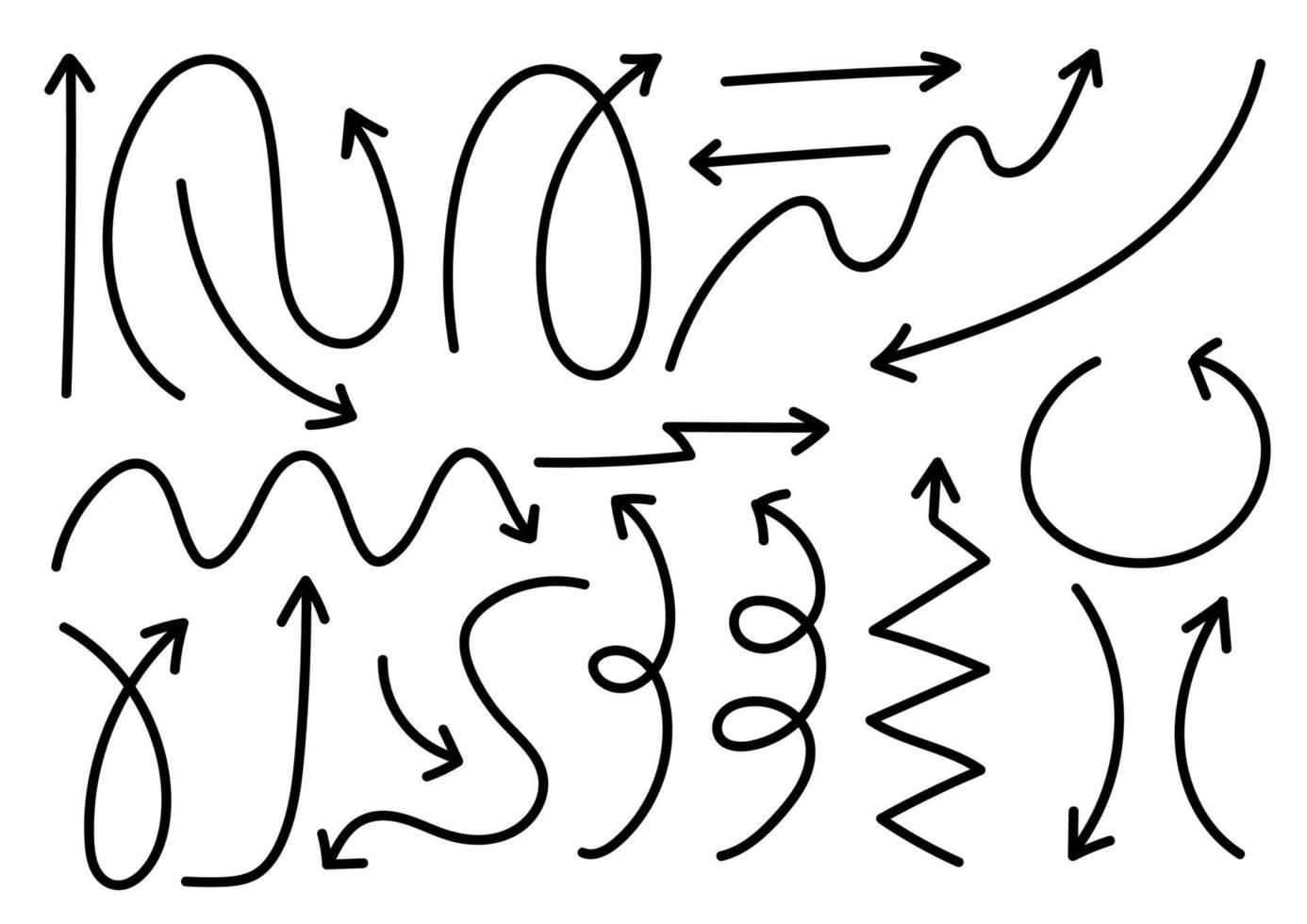 flèches dessinées à main levée isolées sur fond blanc pour les éléments sur l'infographie, le web, les présentations commerciales, l'illustration du concept. vecteur premium