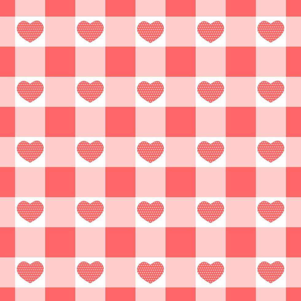 modèle sans couture vichy avec des coeurs. texture à carreaux de la saint-valentin pour couverture de pique-nique, nappe, plaid vecteur