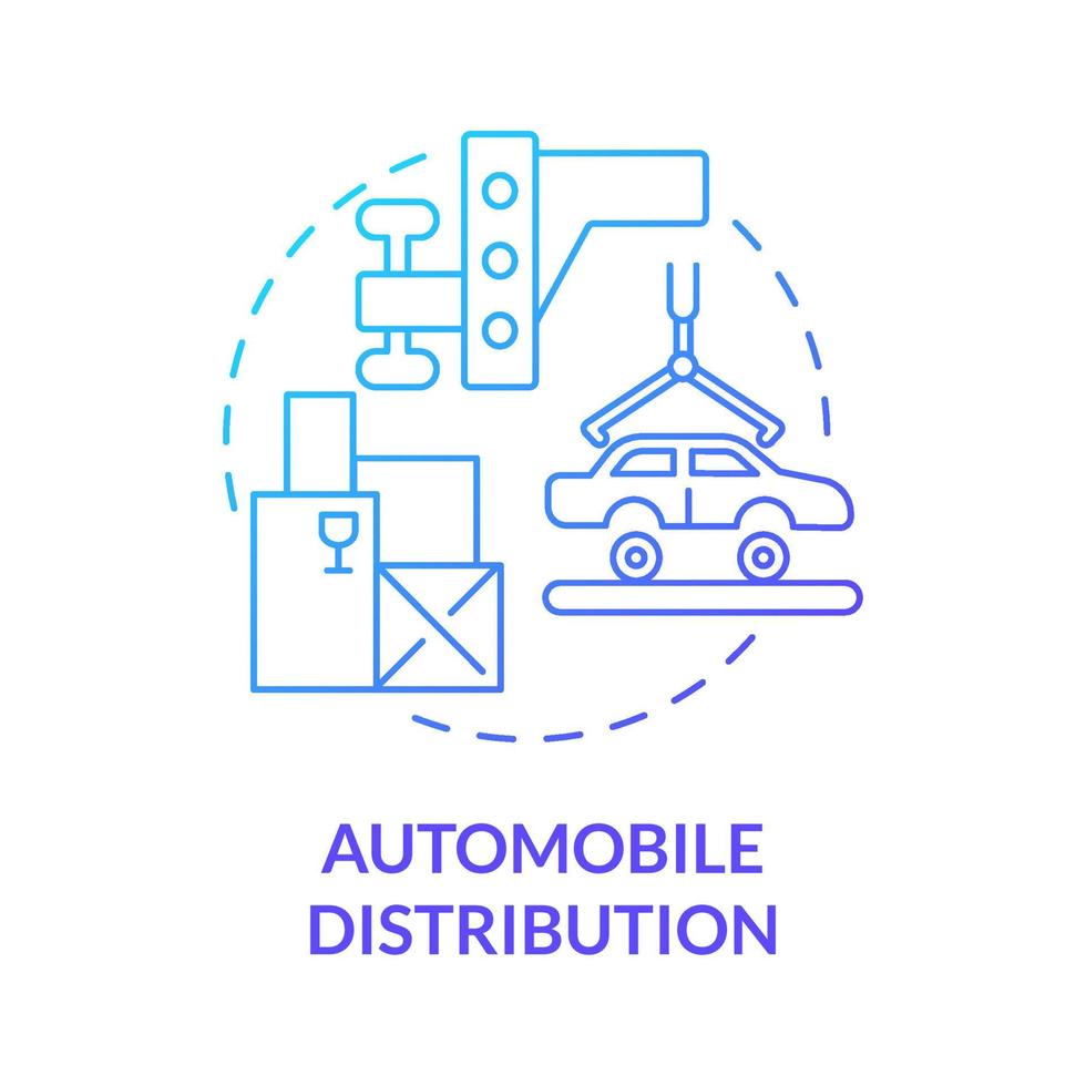 icône de concept de dégradé bleu de distribution automobile vecteur