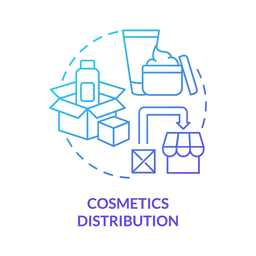 icône de concept de dégradé bleu de distribution de cosmétiques vecteur