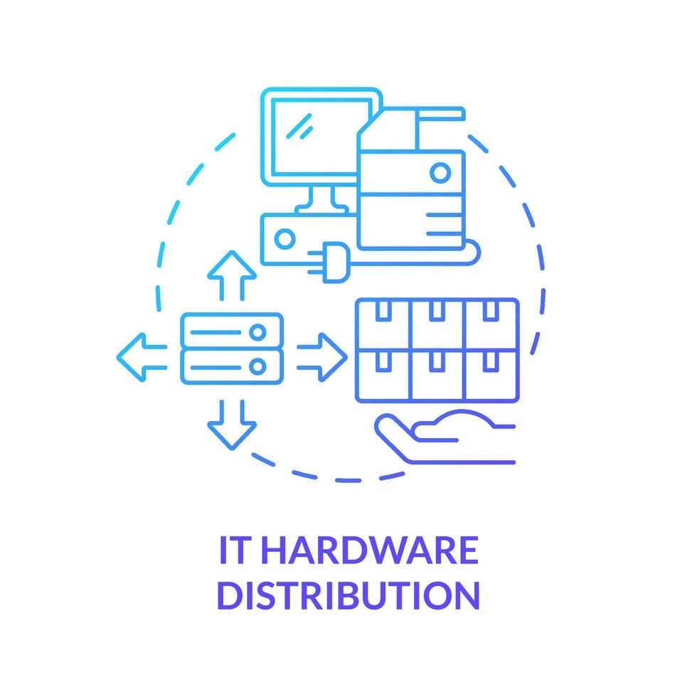 icône de concept de dégradé bleu de distribution de matériel informatique vecteur