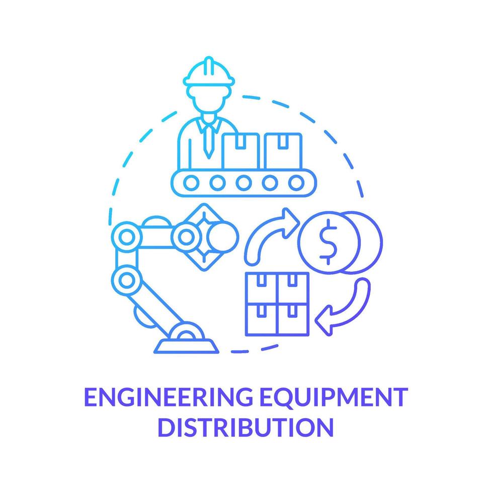 icône de concept de dégradé bleu de distribution de matériel d'ingénierie vecteur