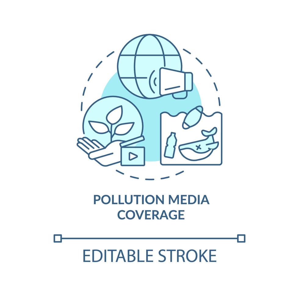 icône de concept de couverture médiatique de la pollution mondiale. attirant l'attention sur les problèmes environnementaux idée abstraite illustration en ligne mince. dessin de couleur de contour isolé de vecteur. trait modifiable vecteur