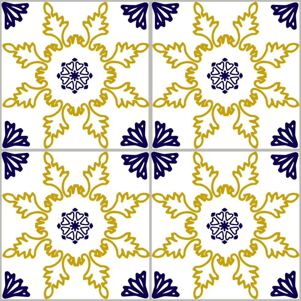 carrelage azulejos bleu et jaune vecteur