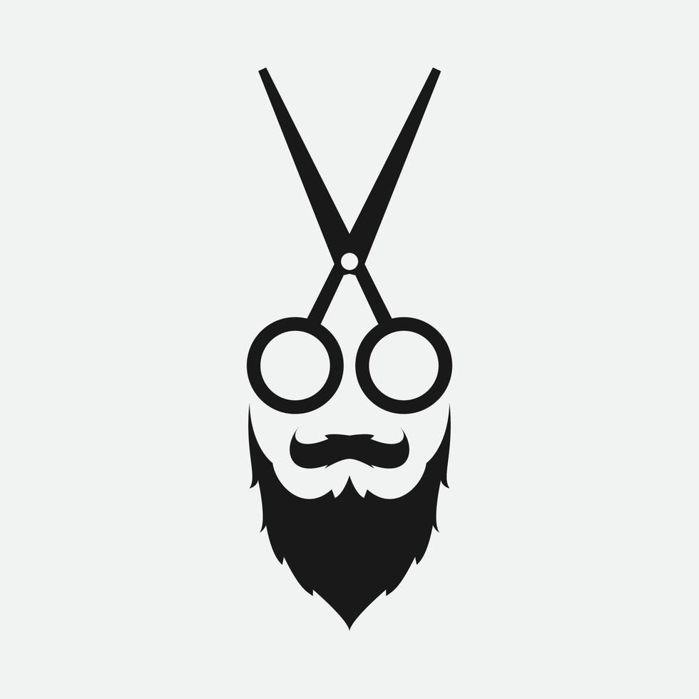 création de logo homme ciseaux et longue barbe vecteur