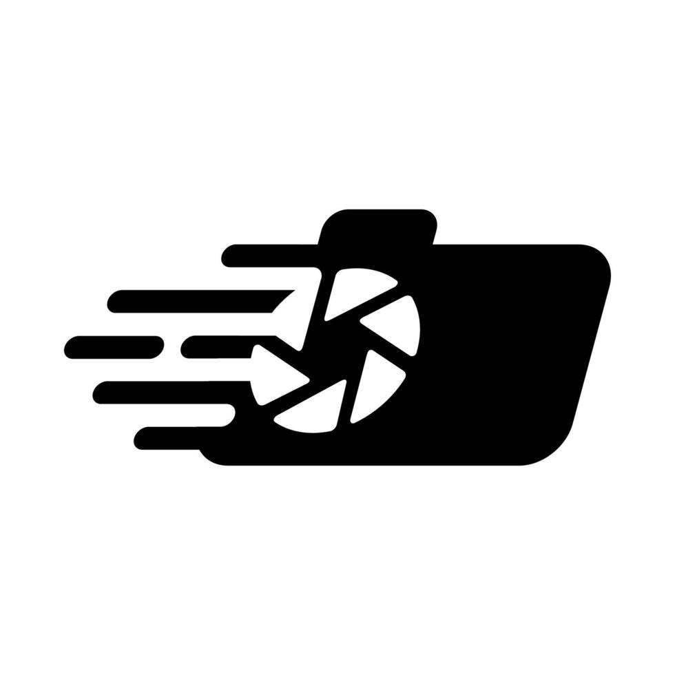 conception de logo de photographie d'appareil photo à vitesse ou à obturation rapide ou rapide vecteur