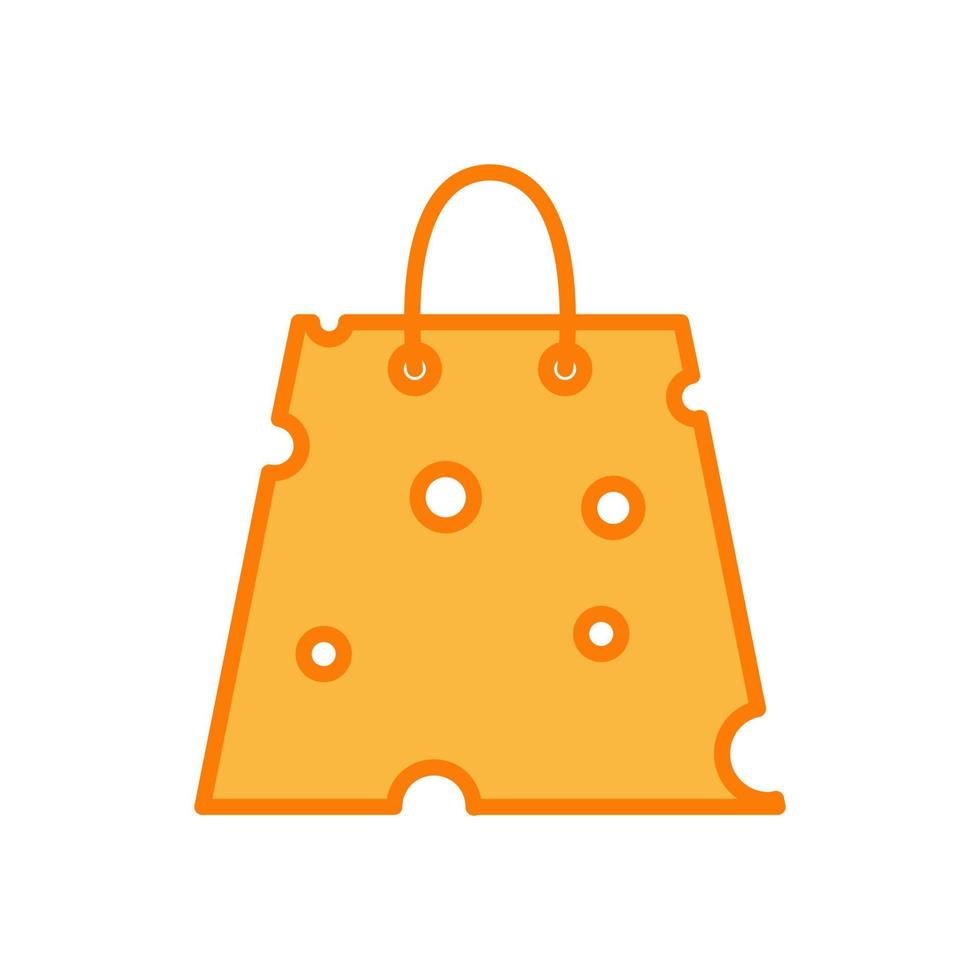 fromage avec sac à provisions logo design vecteur icône symbole illustration