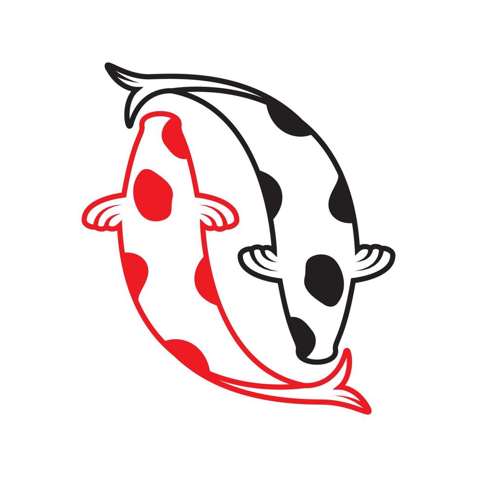yin yang poisson koi rouge noir logo symbole icône vecteur conception graphique illustration idée créatif