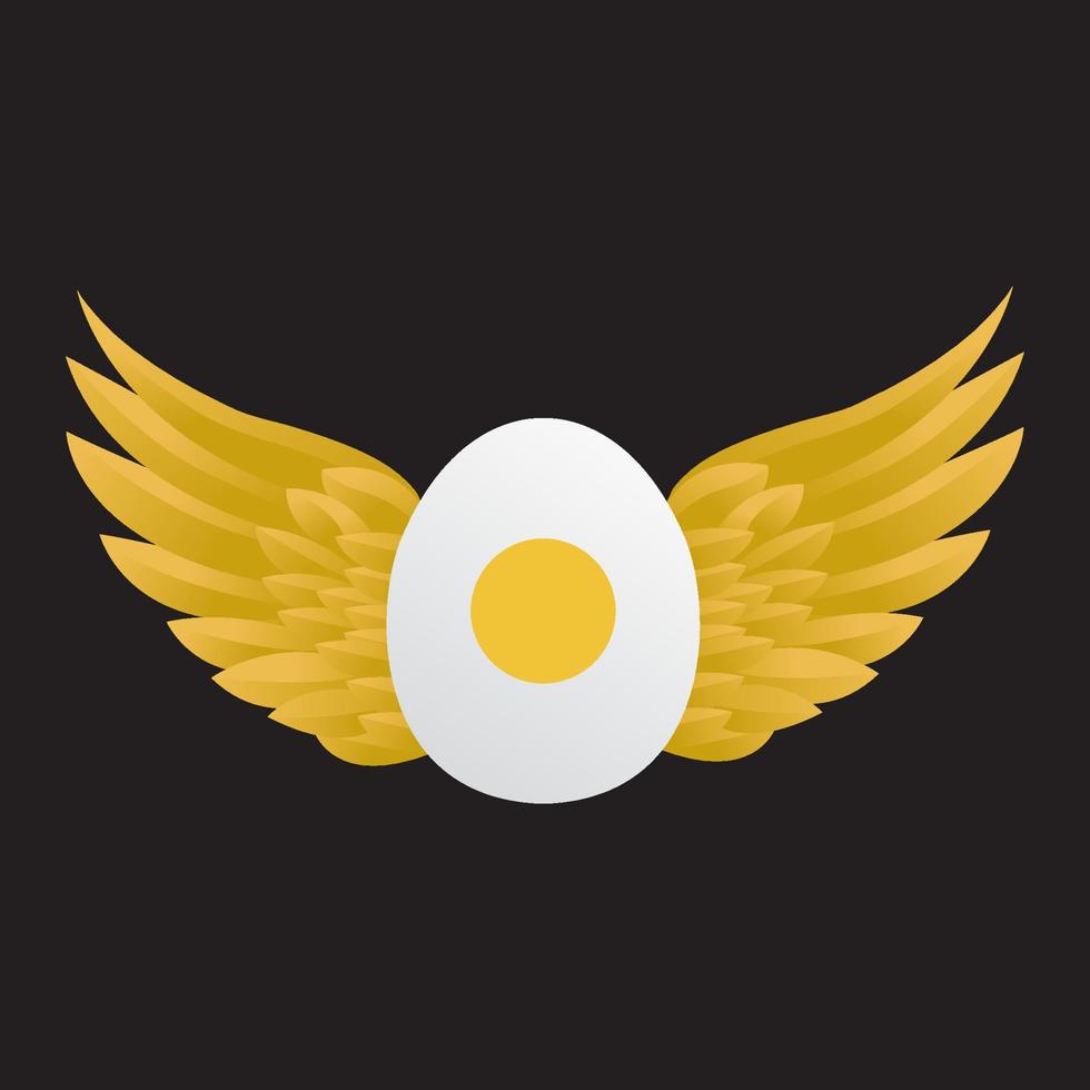 Oeuf abstrait avec ailes logo design vecteur icône symbole illustration