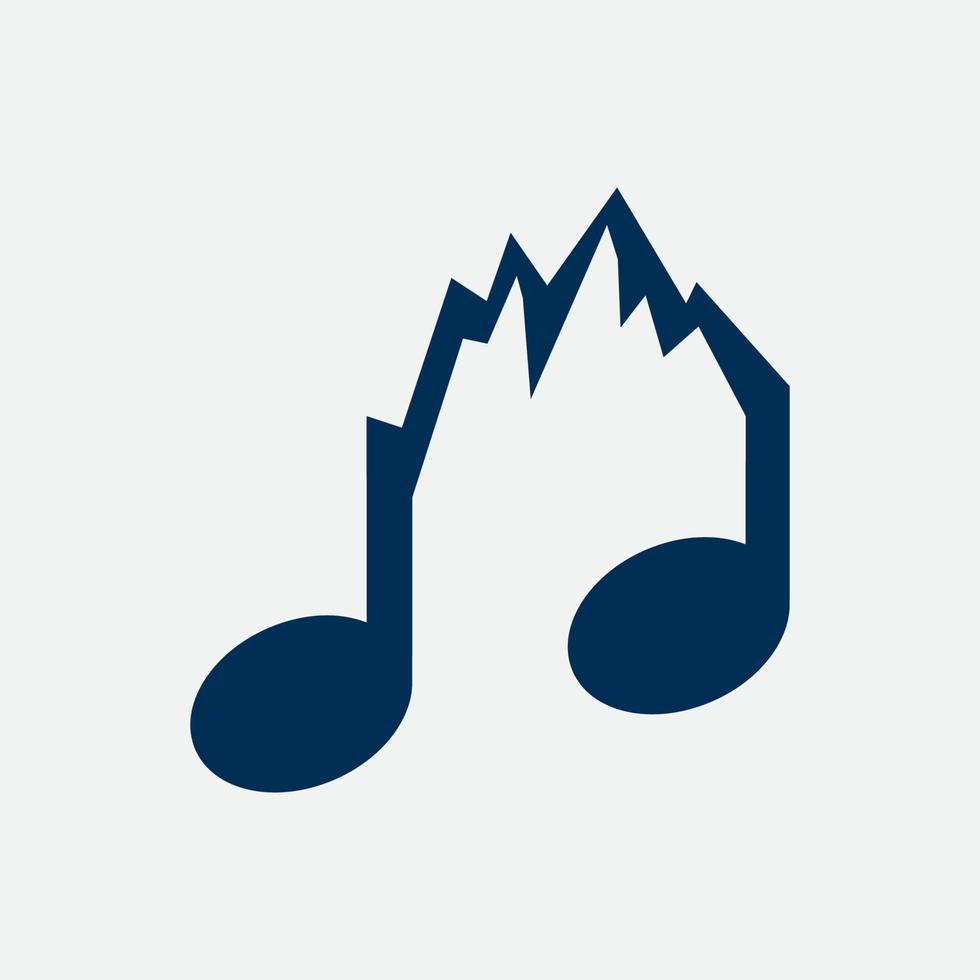 note de la musique avec un logo de montagne vecteur