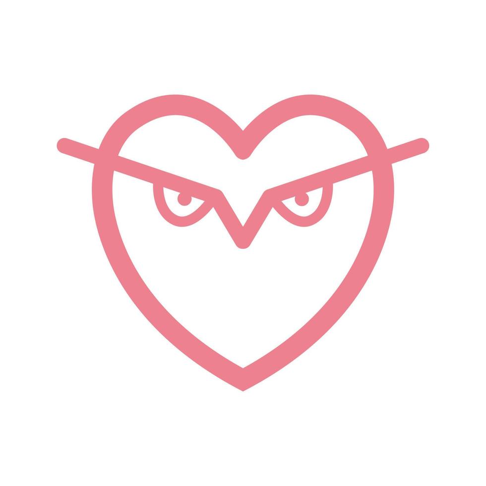 ligne d'amour avec création de logo yeux de hibou vecteur