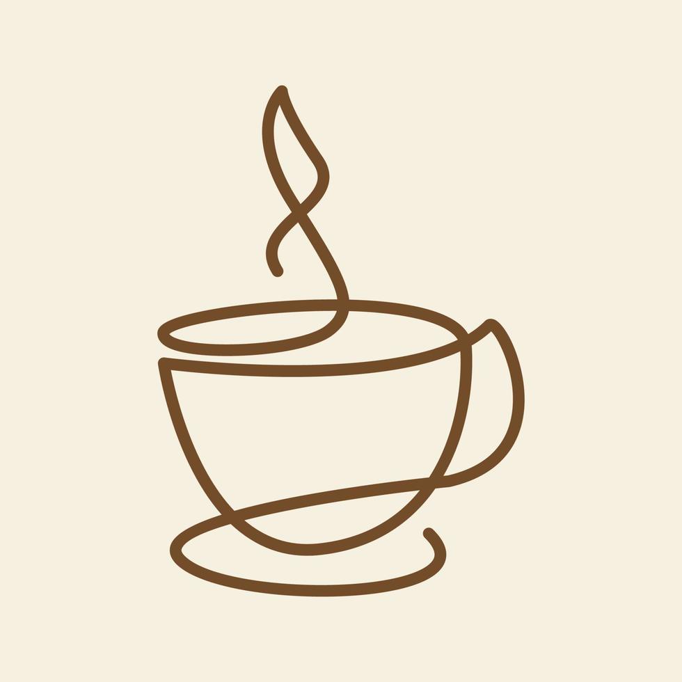 lignes art tasse café ou thé ou chocolats logo design vecteur icône symbole illustration