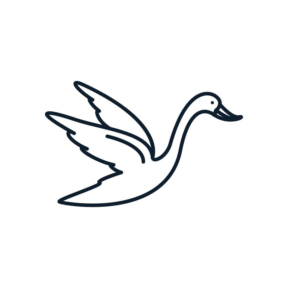 animal oiseau oie ou cygne ligne mouche logo design minimaliste vecteur