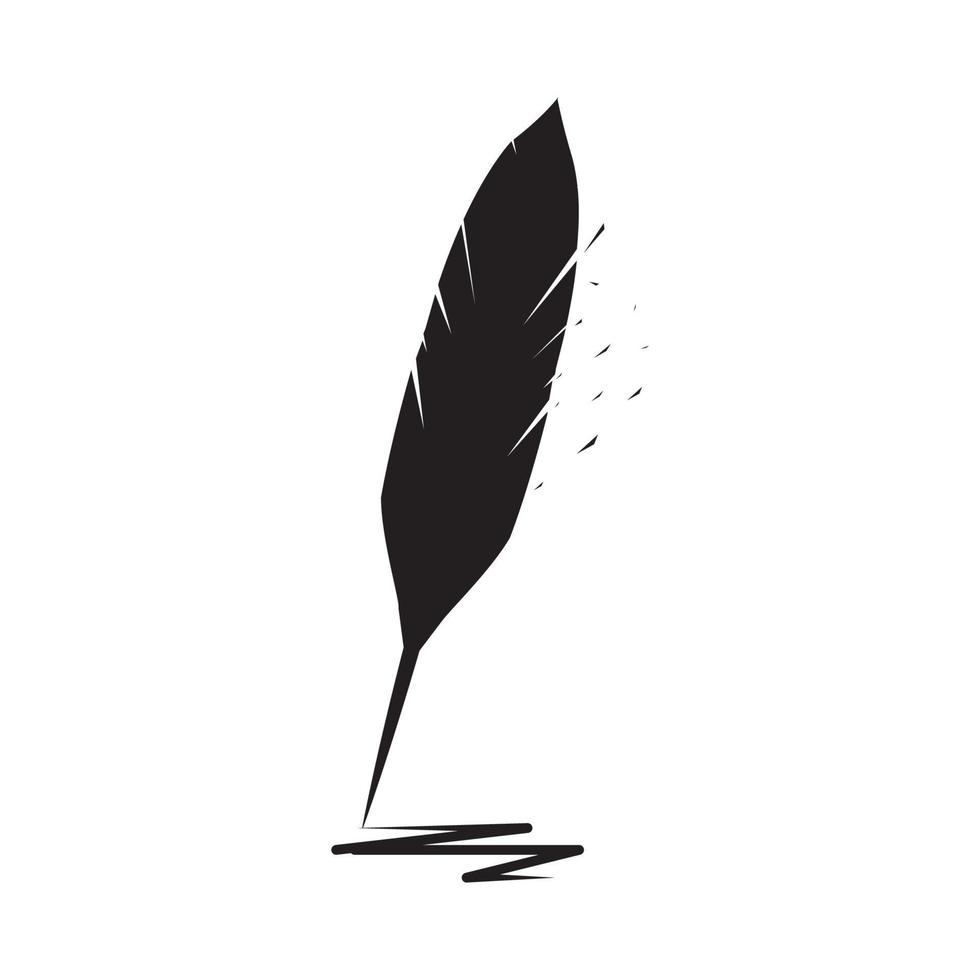 plume vieux comme crayon vieux logo vecteur symbole icône illustration design