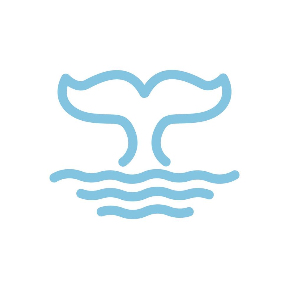 création de logo d'eau de mer de ligne de queue de baleine mignonne vecteur