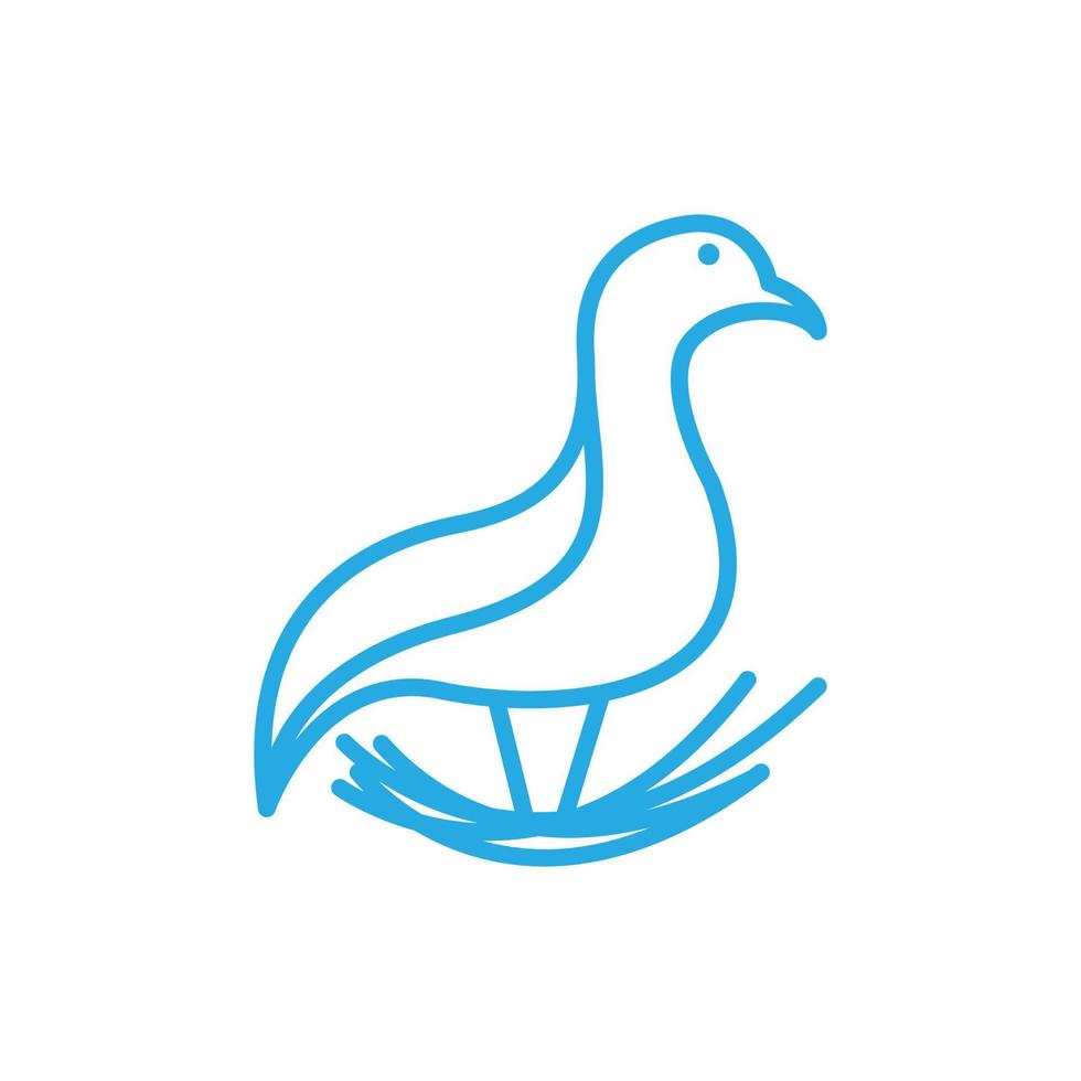 colombes ou pigeon oiseau sur nid ligne minimaliste logo design moderne vecteur