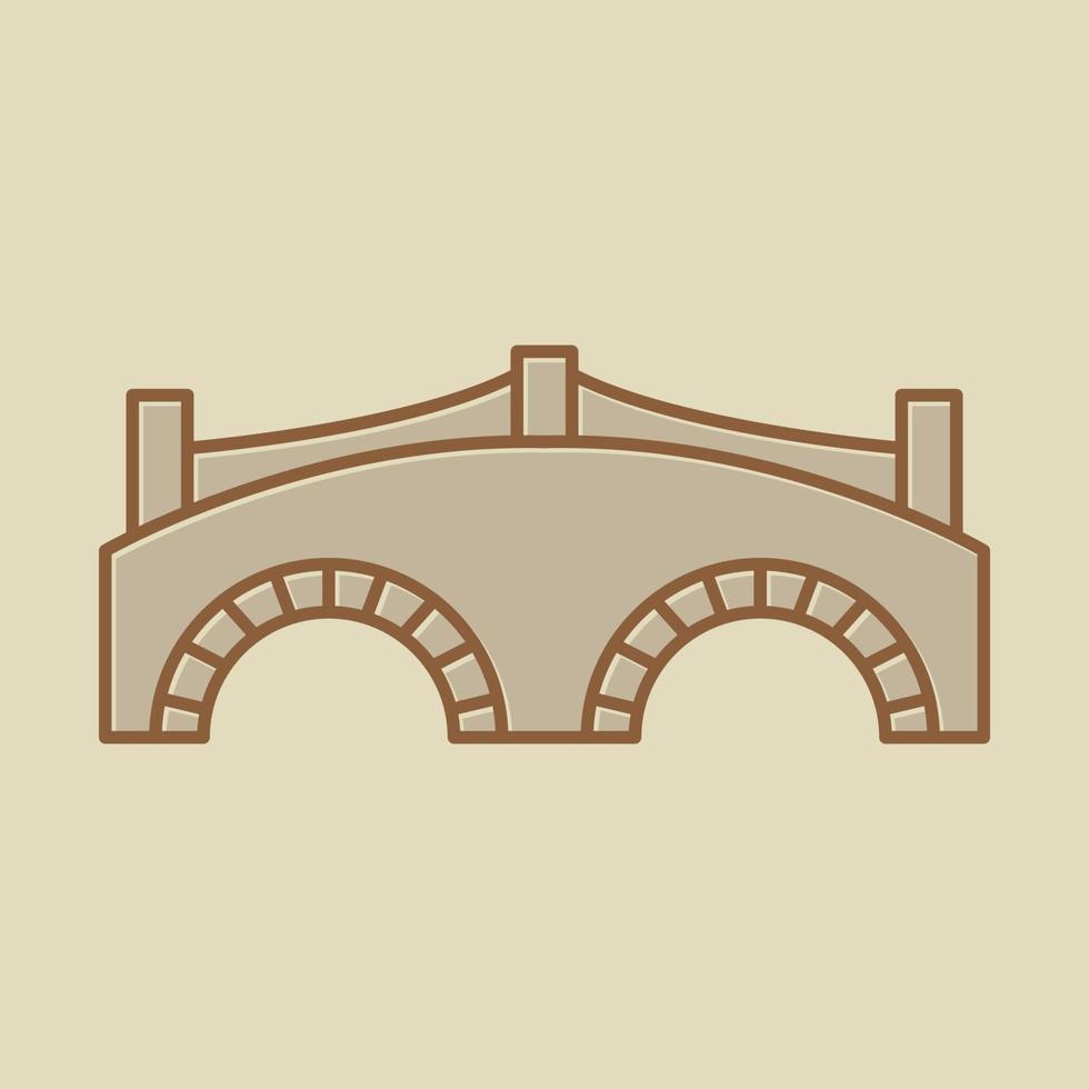 illustration de symbole d'icône vectorielle de conception de logo de pont brun vintage vecteur