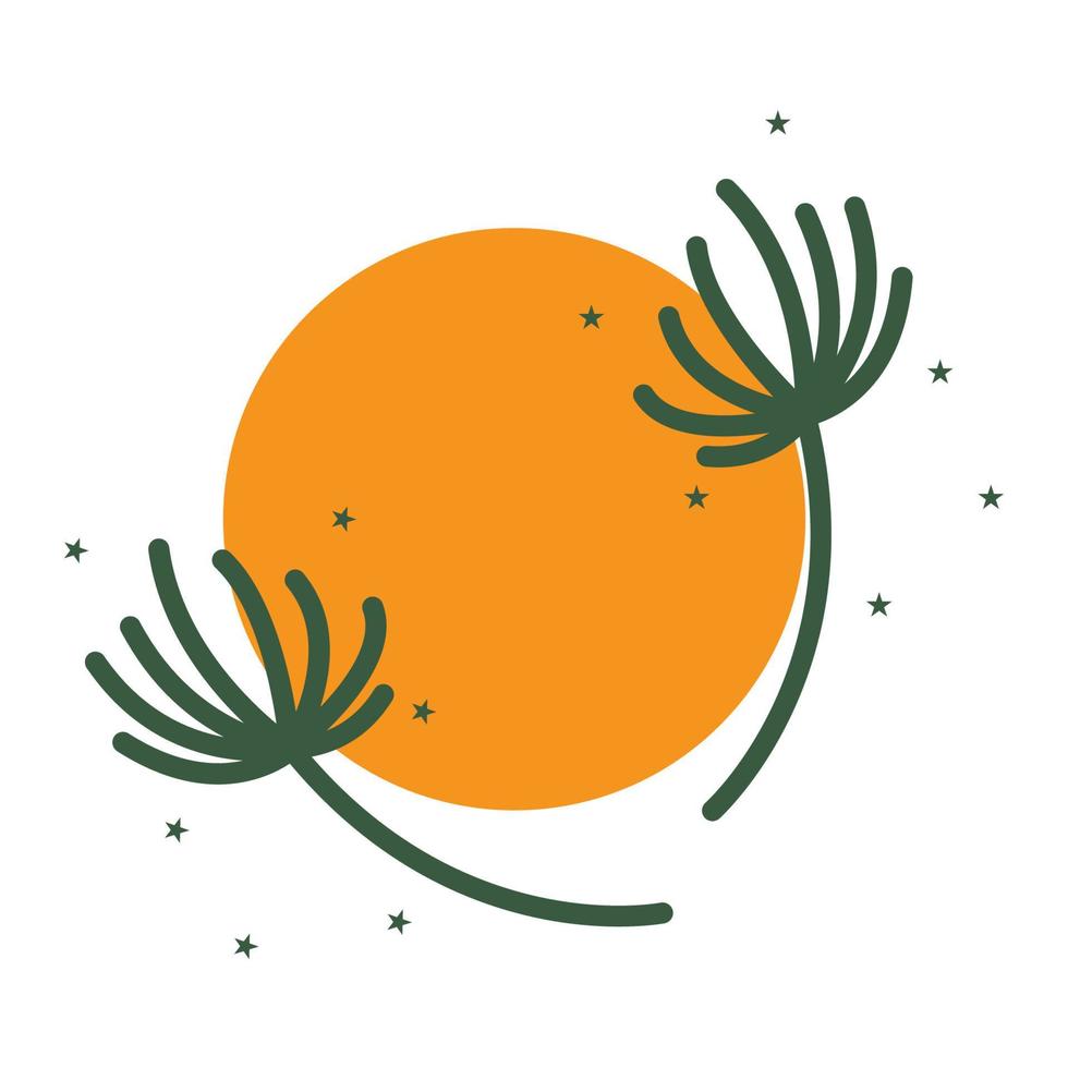 lignes de fleurs de pissenlit avec coucher de soleil logo vecteur symbole icône illustration design