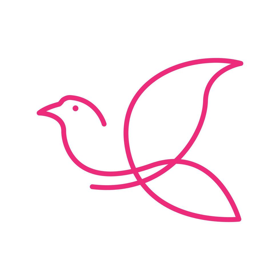 lignes art rose oiseau colombe logo design vecteur icône symbole illustration
