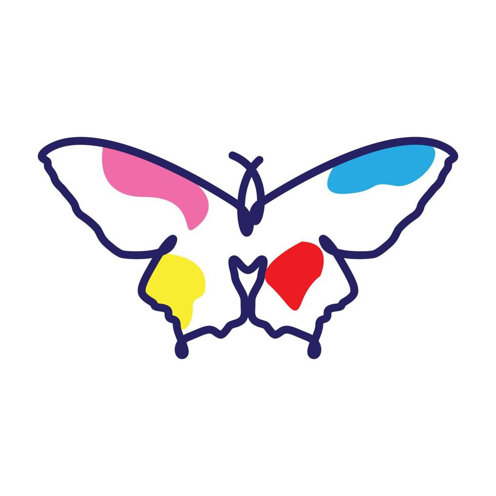animal insecte papillon avec dessin au trait moderne coloré logo design vecteur icône symbole illustration