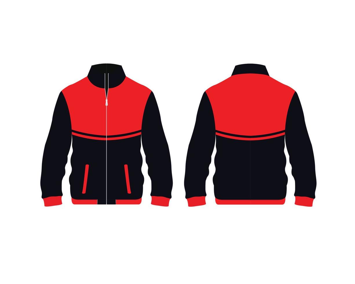 conception de modèle de veste de sport noir et rouge vecteur