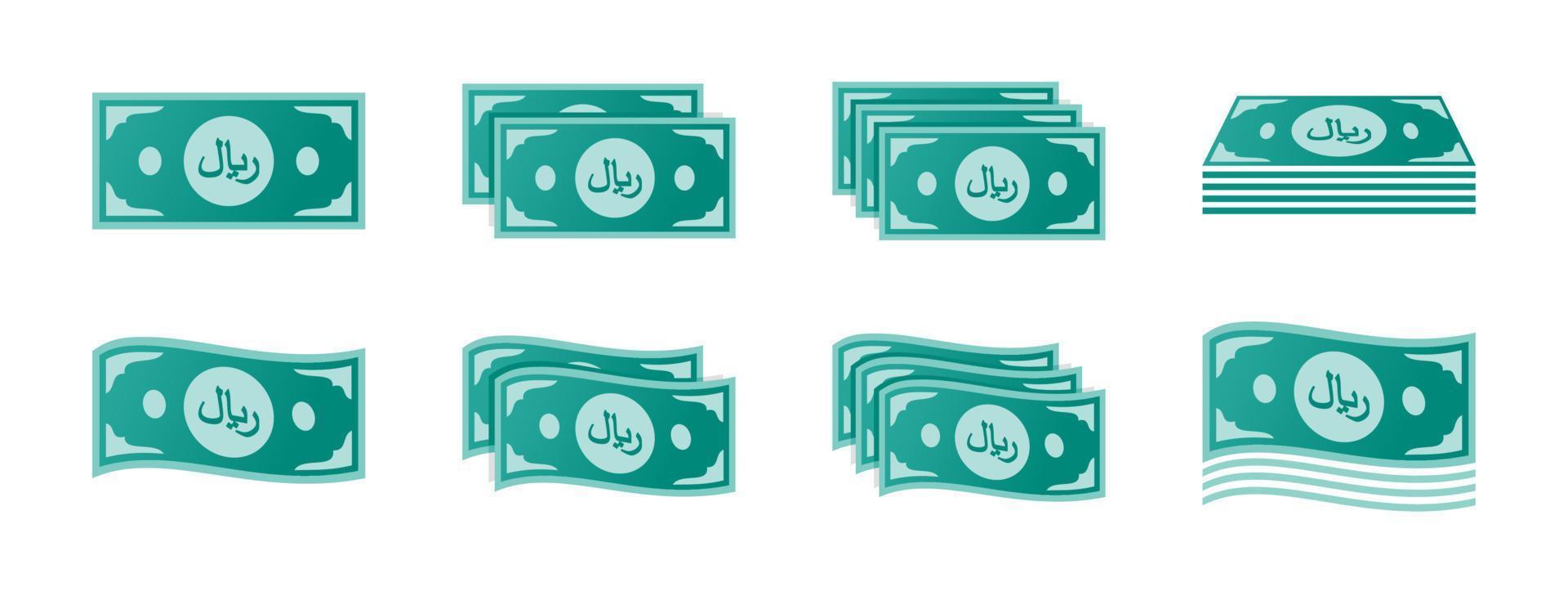 jeu d'icônes de billets de riyal saoudien vecteur