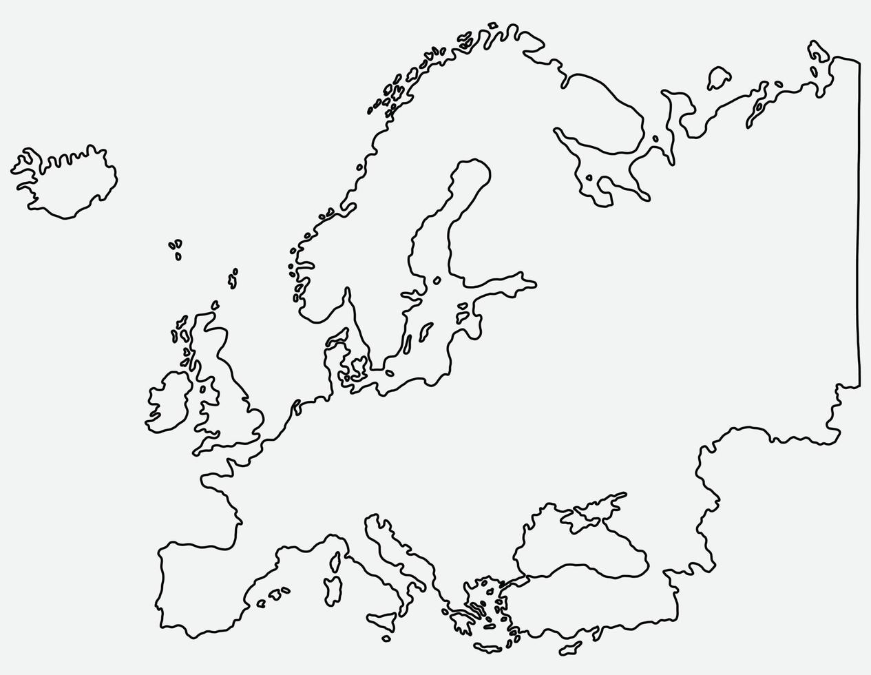 doodle dessin à main levée de la carte de l'europe. vecteur