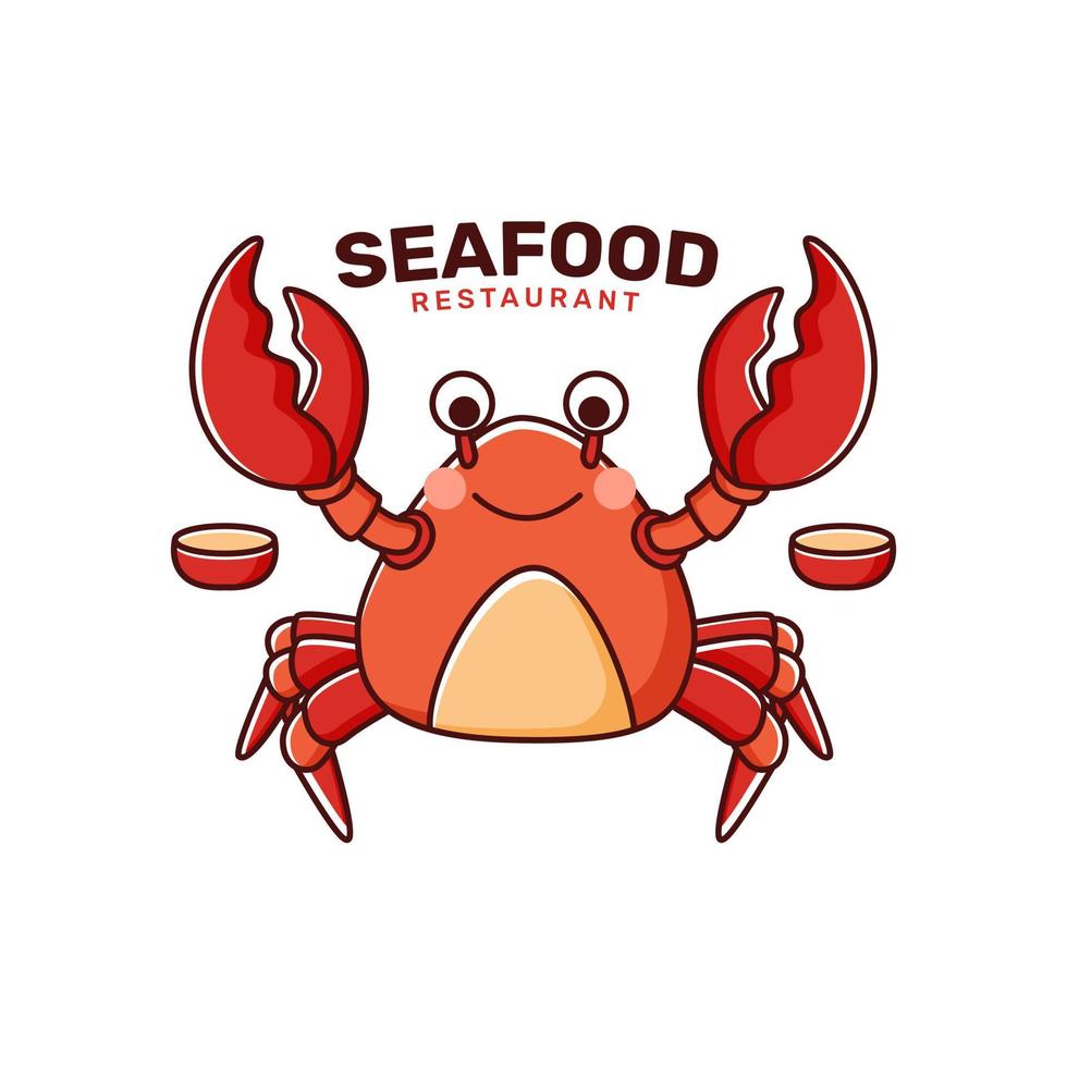 modèle de logo de restaurant de fruits de mer au crabe vecteur