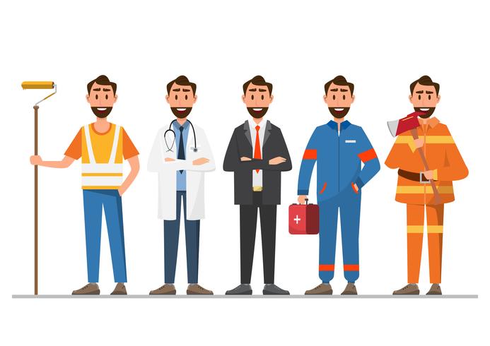 Un groupe de personnes de différentes professions vecteur