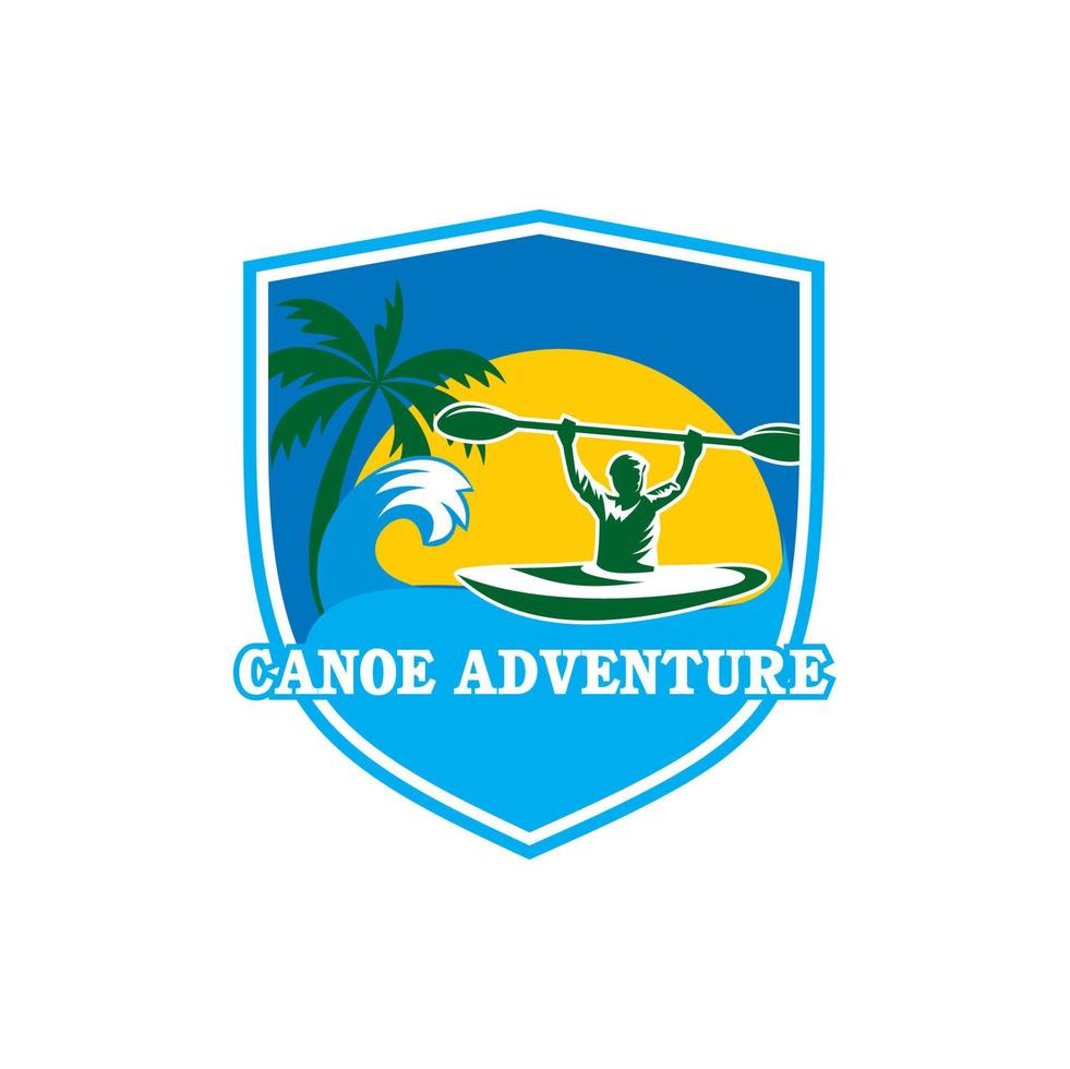 logo d'aventure en canoë, logo d'aventure vecteur