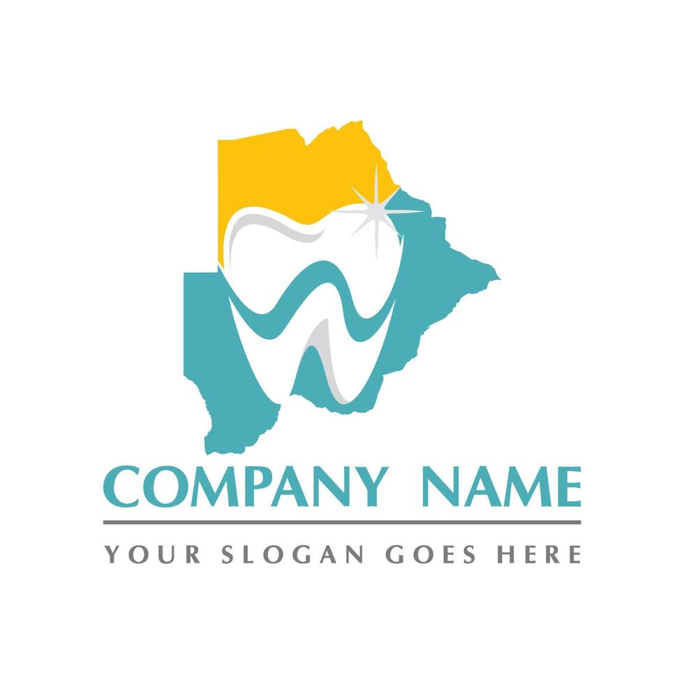 carte du botswana et dents soins dentaires symbole logo vecteur