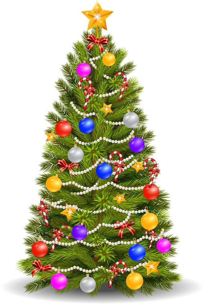arbre de Noël avec des ornements colorés vecteur
