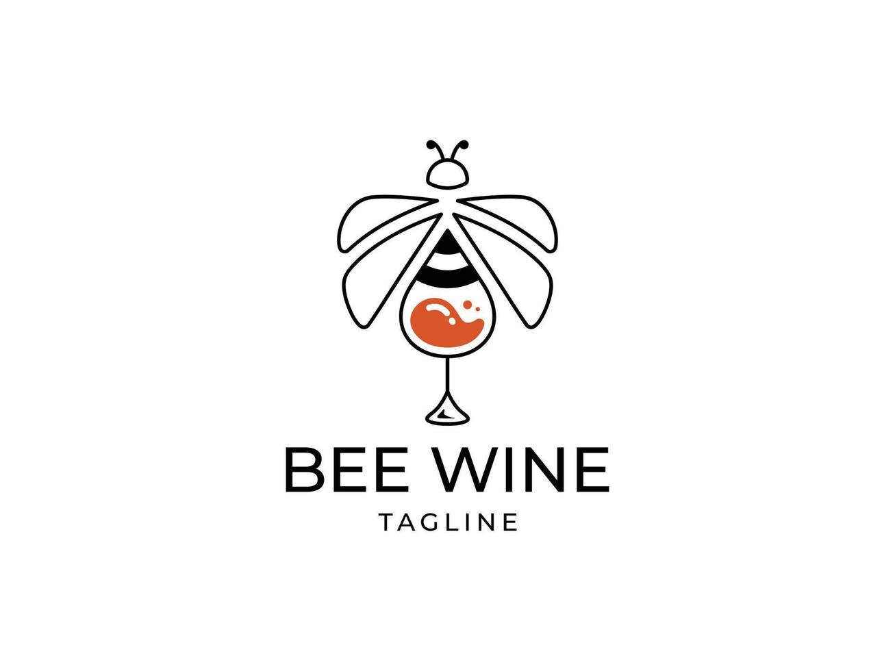 modèle de logo créatif abeille et vin vecteur