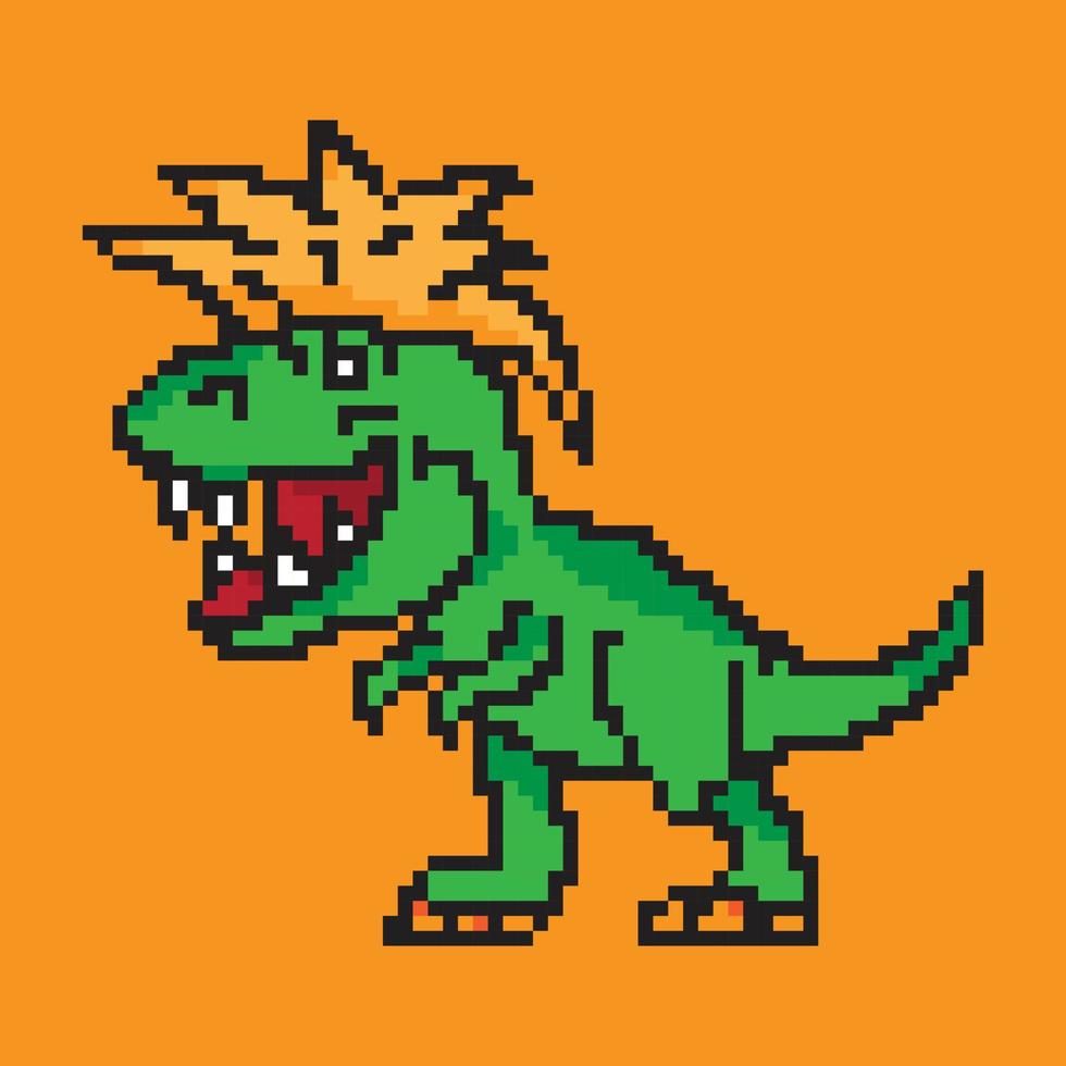 illustration vectorielle de dinosaure de dessin animé - conception de pixels vecteur