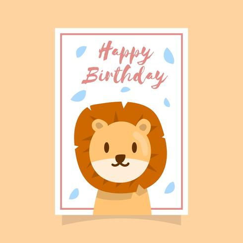 Carte de voeux joyeux anniversaire Lion vecteur