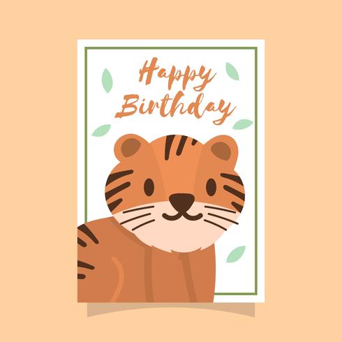 Carte de voeux joyeux anniversaire tigre vecteur