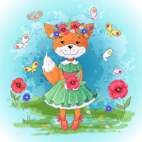 Ensemble de fleurs de renard. Main, dessin d&#39;illustration vectorielle vecteur